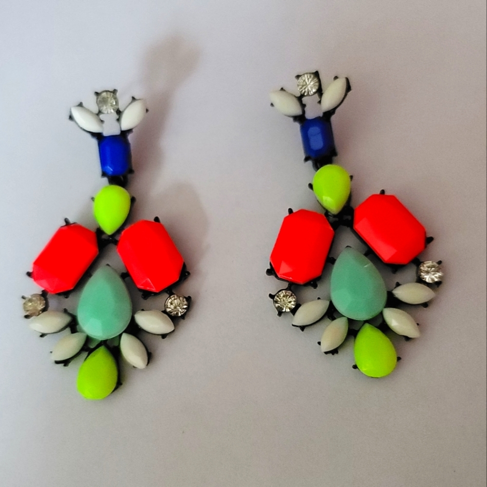 Colorful Teardrop Post Back Earrings